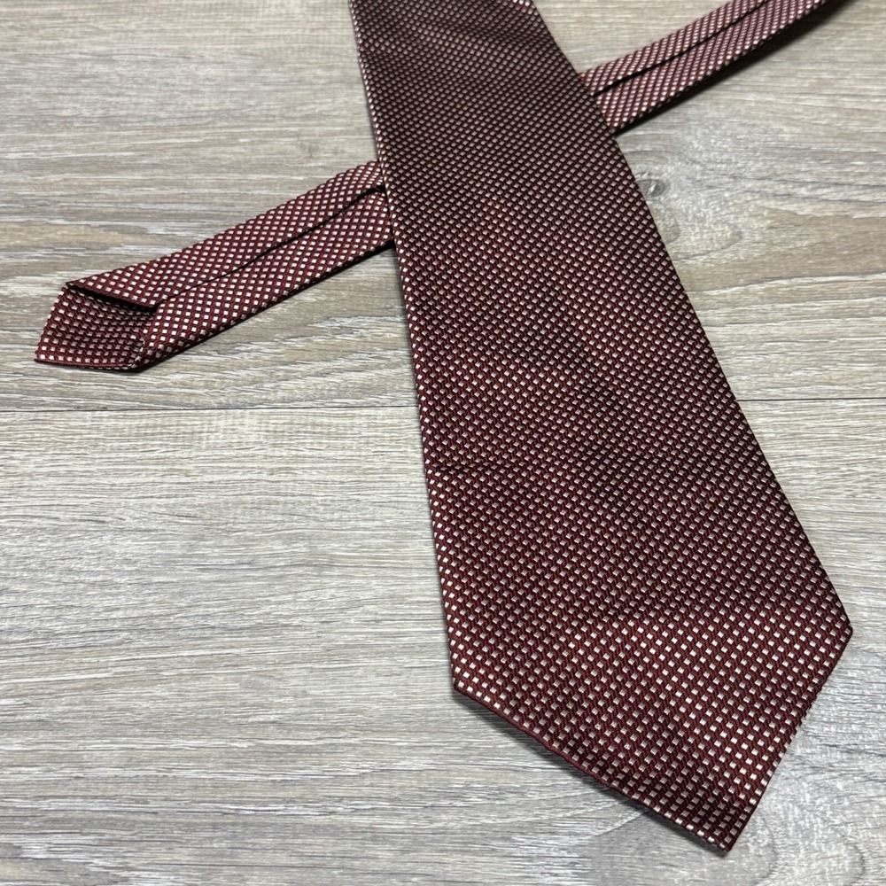 Arsenal Handmade Luxury Polyester Acetate Neck Tie Burgandy Light Cream White